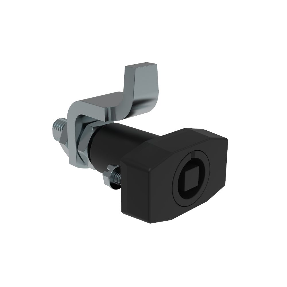 Southco VISE ACTION® Compression Latch, Large Size, 7 mm Square, Zinc Alloy, Powder Coated, Black