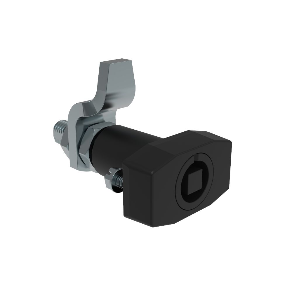 Southco VISE ACTION® Compression Latch, Large Size, 7 mm Square, Zinc Alloy, Powder Coated, Black