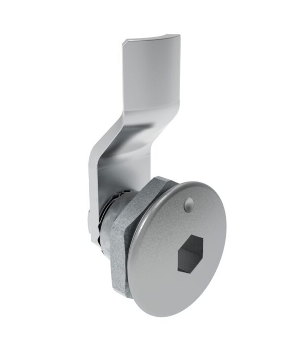 Southco Quarter-Turn Cam Latch, 8 mm Hex Recess, 4mm (.16 in) Grip, Sealed, Zinc Alloy, Chrome Plated, Bright