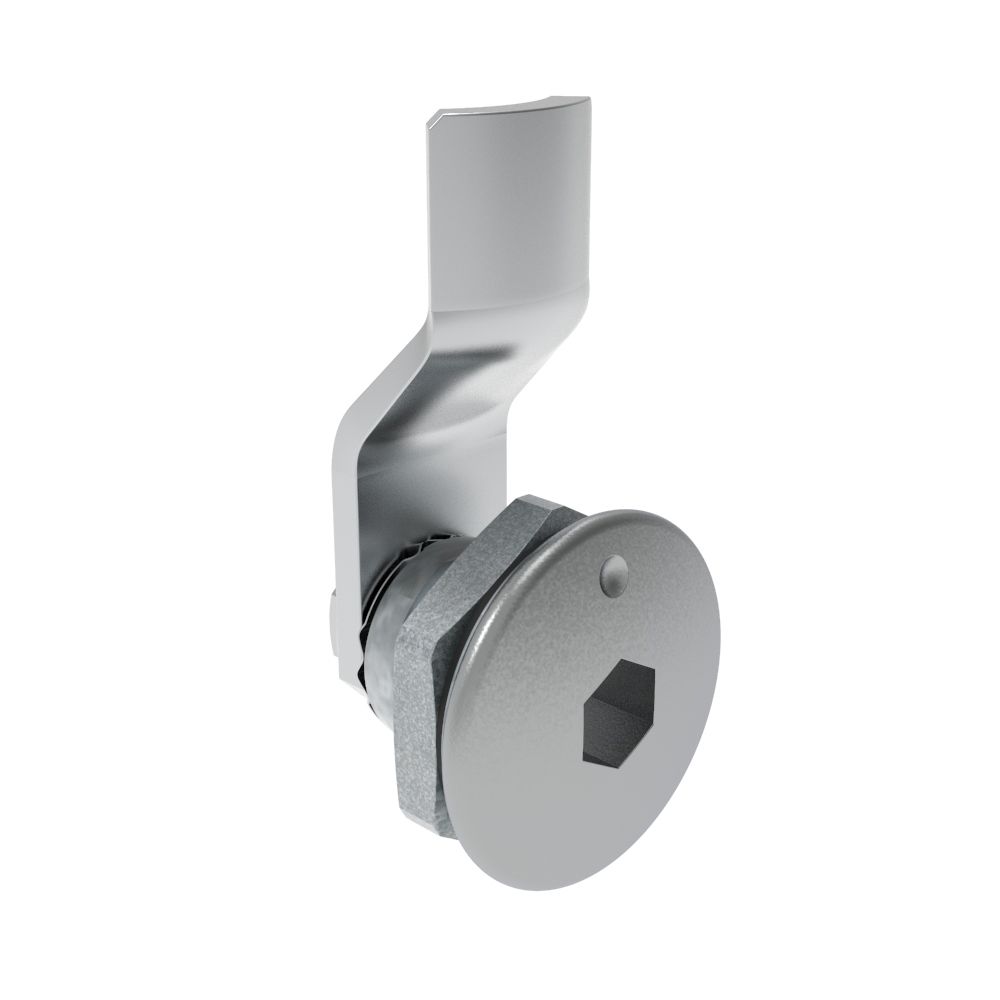 Southco Quarter-Turn Cam Latch, 8 mm Hex Recess, 4mm (.16 in) Grip, Sealed, Zinc Alloy, Chrome Plated, Bright