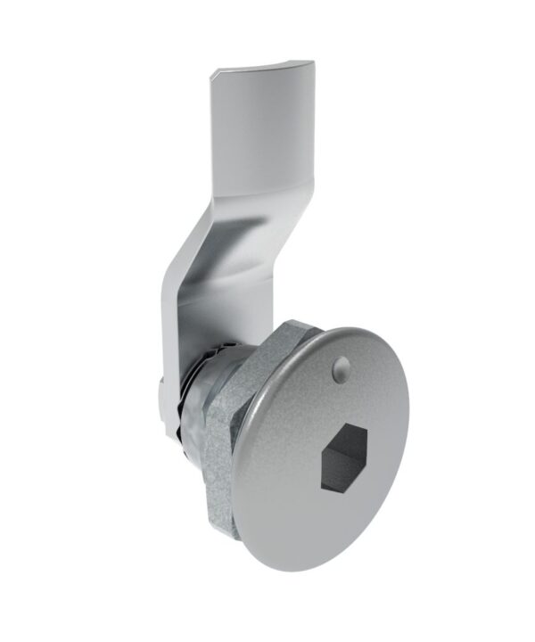 Southco Quarter-Turn Cam Latch, 8 mm Hex Recess, 6mm (.24 in) Grip, Not Sealed, Zinc Alloy, Chrome Plated, Bright