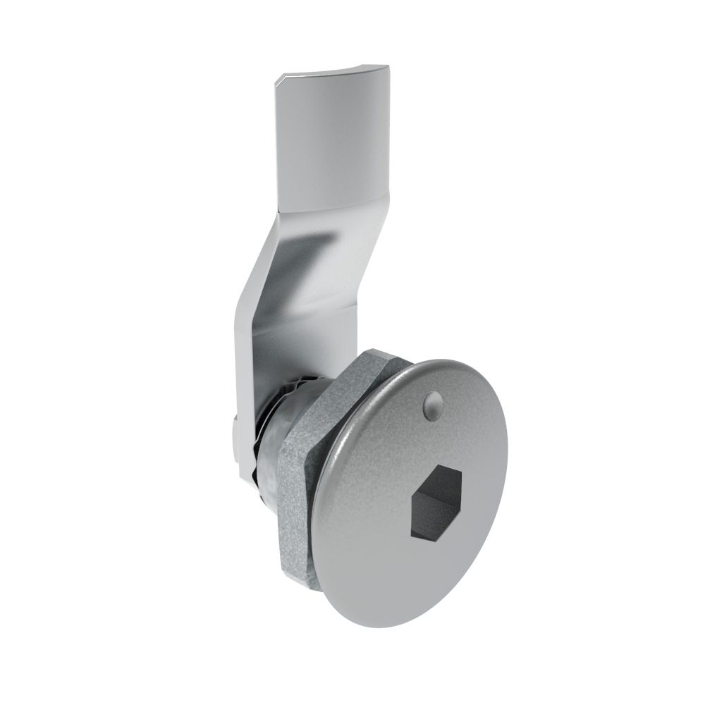 Southco Quarter-Turn Cam Latch, 8 mm Hex Recess, 8mm (.31 in) Grip, Sealed, Zinc Alloy, Chrome Plated, Bright