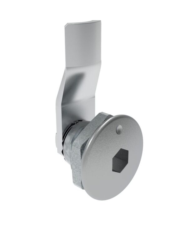 Southco Quarter-Turn Cam Latch, 8 mm Hex Recess, 10mm (.39 in) Grip, Not Sealed, Zinc Alloy, Chrome Plated, Bright