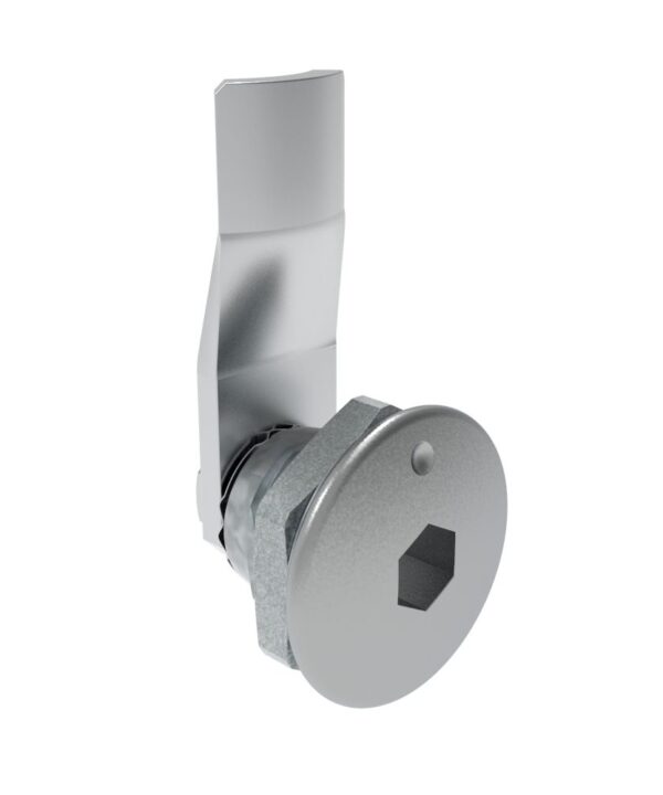 Southco Quarter-Turn Cam Latch, 8 mm Hex Recess, 12mm (.47 in) Grip, Not Sealed, Zinc Alloy, Chrome Plated, Bright