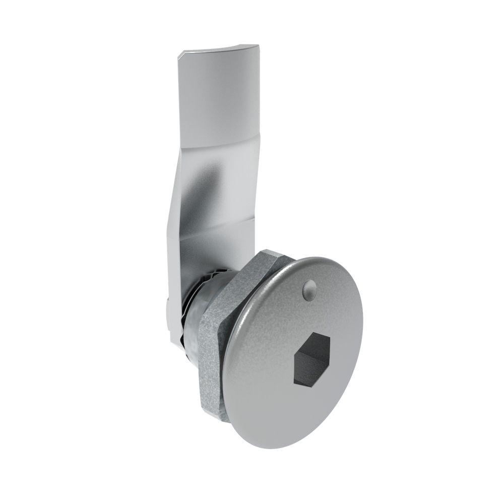 Southco Quarter-Turn Cam Latch, 8 mm Hex Recess, 12mm (.47 in) Grip, Sealed, Zinc Alloy, Chrome Plated, Bright