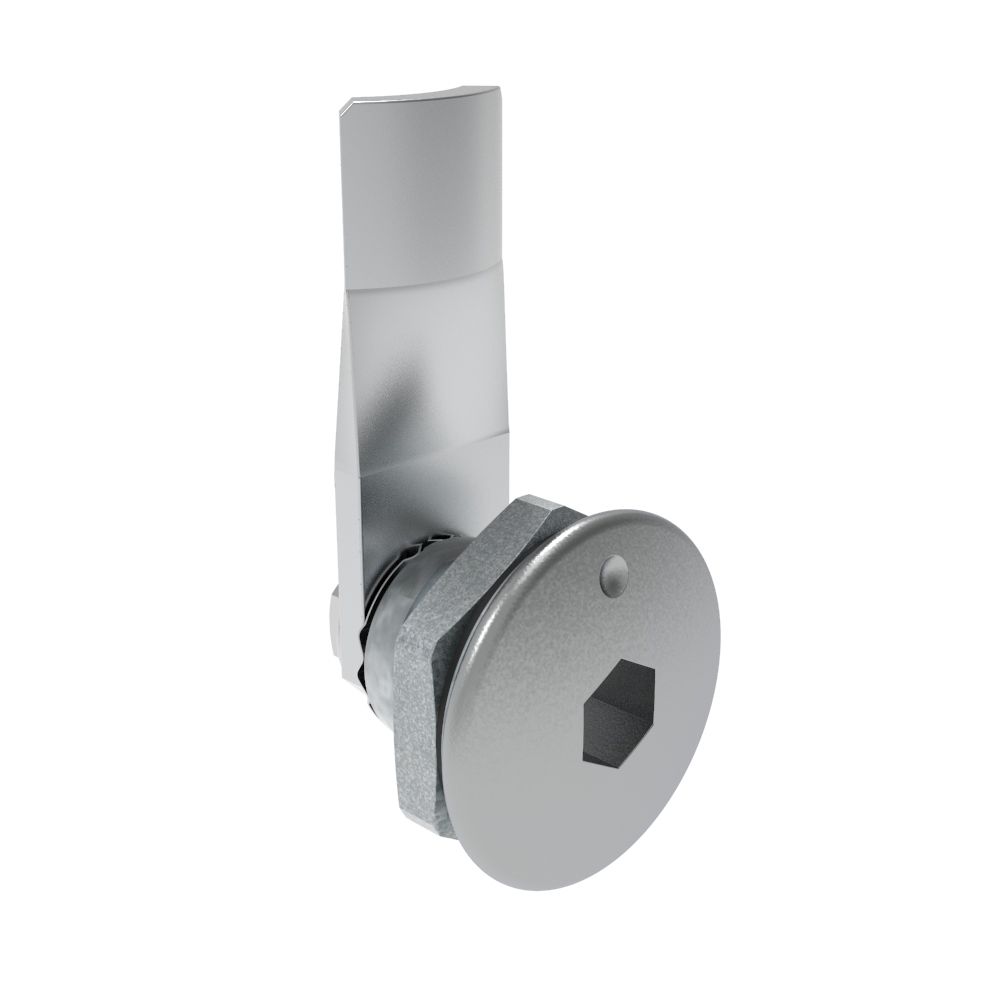 Southco Quarter-Turn Cam Latch, 8 mm Hex Recess, 14mm (.55 in) Grip, Sealed, Zinc Alloy, Chrome Plated, Bright