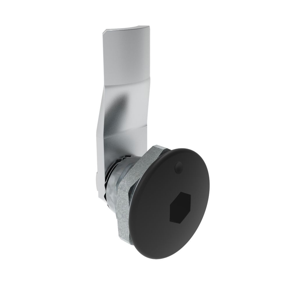 Southco Quarter-Turn Cam Latch, 8 mm Hex Recess, 12mm (.47 in) Grip, Not Sealed, Zinc Alloy, Powder Coat, Black