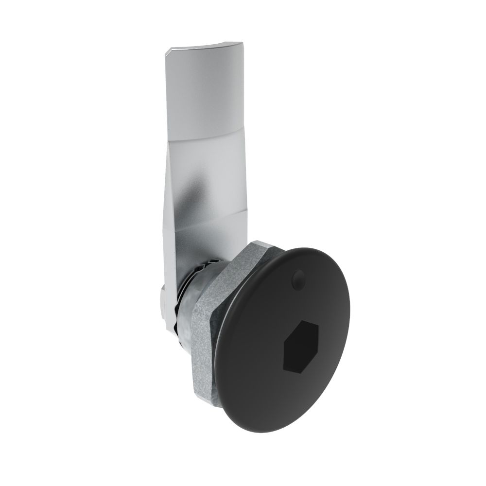 Southco Quarter-Turn Cam Latch, 8 mm Hex Recess, 14mm (.55 in) Grip, Sealed, Zinc Alloy, Powder Coat, Black