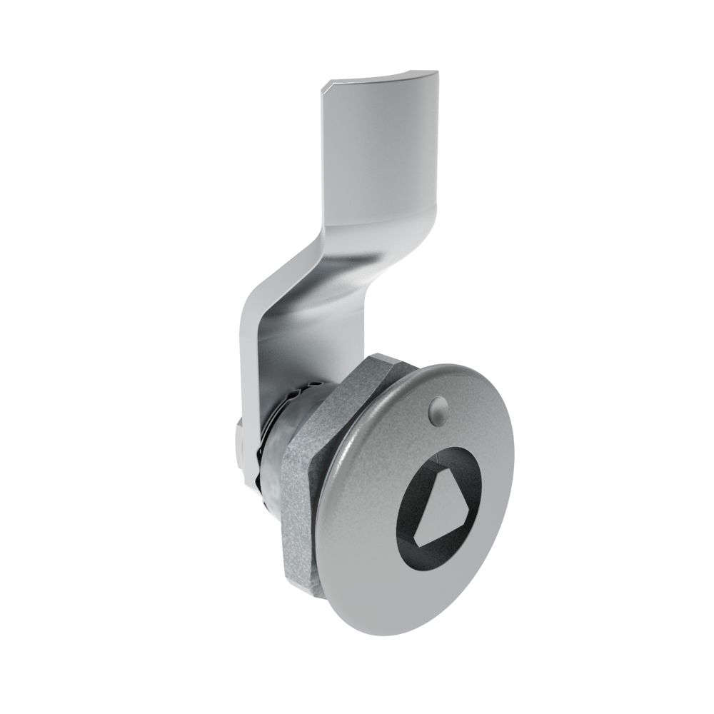Southco Quarter-Turn Cam Latch, 8 mm Triangle Recess, 2mm (.08 in) Grip, Sealed, Zinc Alloy, Chrome Plated, Bright
