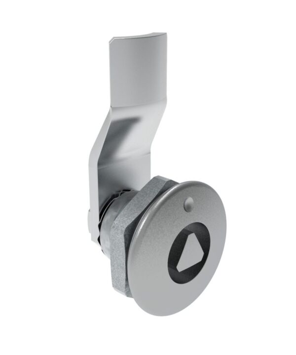 Southco Quarter-Turn Cam Latch, 8 mm Triangle Recess, 8mm (.31 in) Grip, Sealed, Zinc Alloy, Chrome Plated, Bright