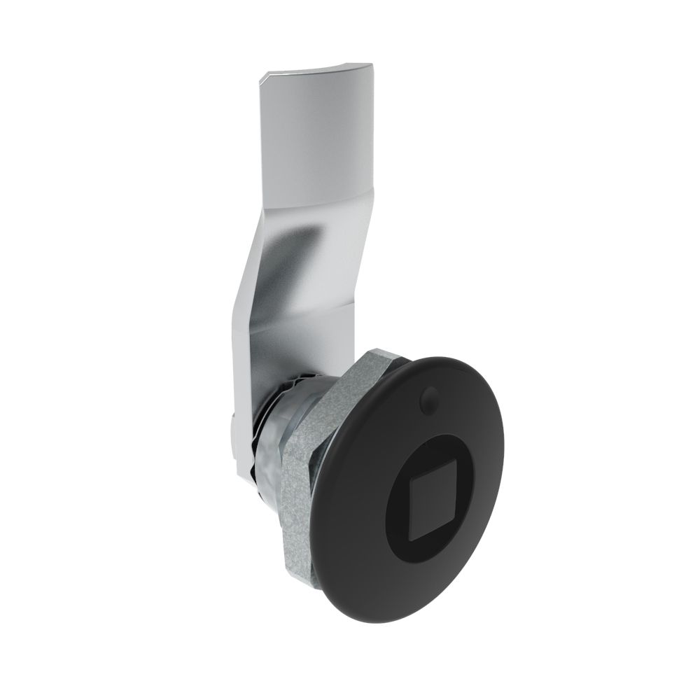 Southco Quarter-Turn Cam Latch, 8 mm Square, 10mm (.39 in) Grip, Not Sealed, Zinc Alloy, Powder Coat, Black