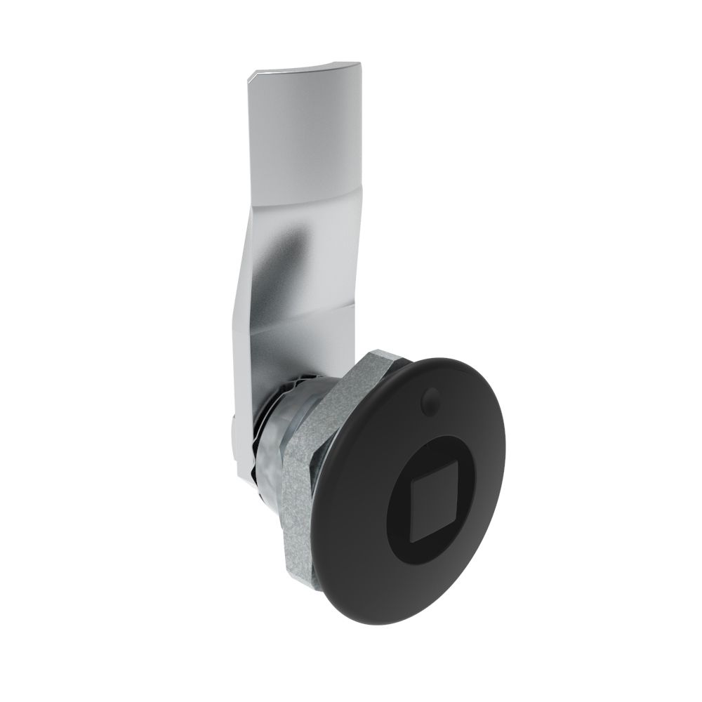 Southco Quarter-Turn Cam Latch, 8 mm Square, 12mm (.47 in) Grip, Not Sealed, Zinc Alloy, Powder Coat, Black