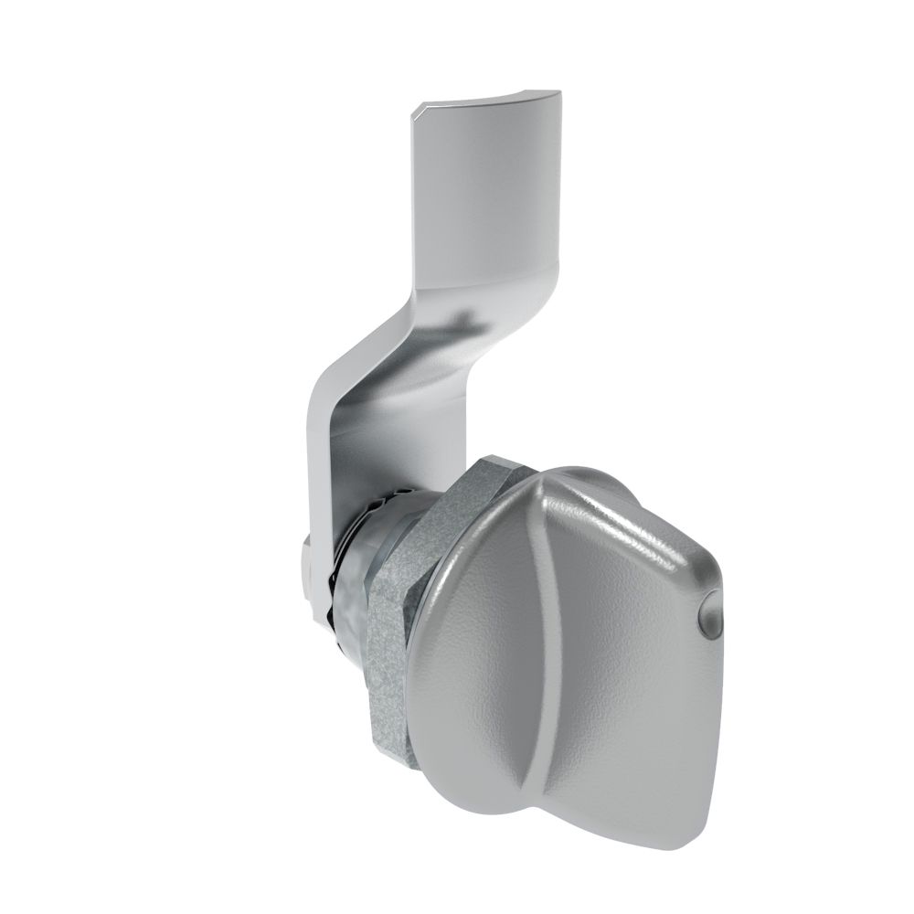 Southco Quarter-Turn Cam Latch, Tall wing, 2mm (.08 in) Grip, Not Sealed, Zinc Alloy, Chrome Plated, Bright