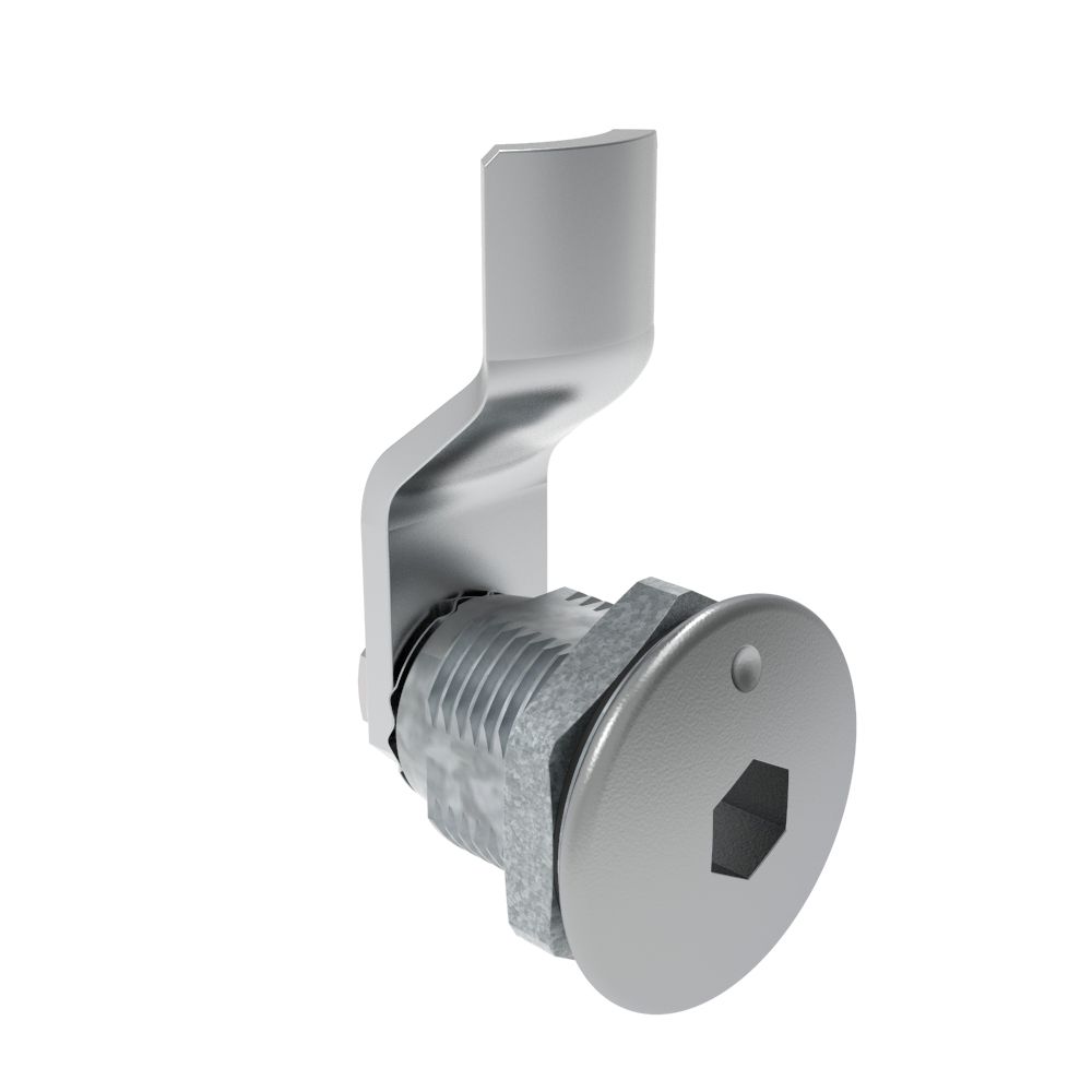 Southco Quarter-Turn Cam Latch, 8 mm Hex Recess, 10mm (.39 in) Grip, Sealed, Zinc Alloy, Chrome Plated, Bright