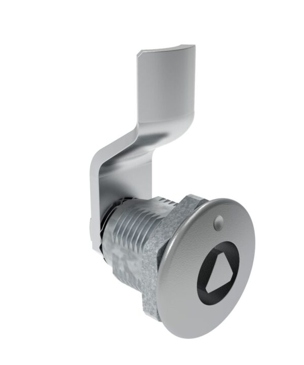 Southco Quarter-Turn Cam Latch, 8 mm Triangle Recess, 8mm (.31 in) Grip, Not Sealed, Zinc Alloy, Chrome Plated, Bright