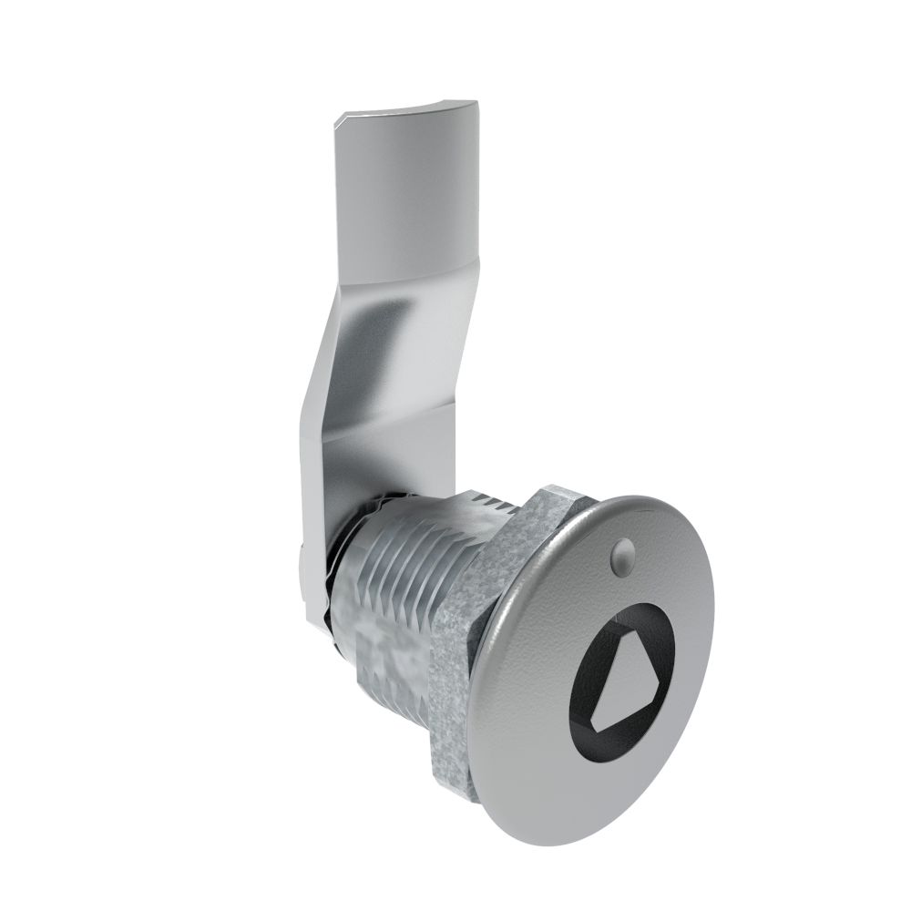 Southco Quarter-Turn Cam Latch, 8 mm Triangle Recess, 18mm (.71 in) Grip, Not Sealed, Zinc Alloy, Chrome Plated, Bright