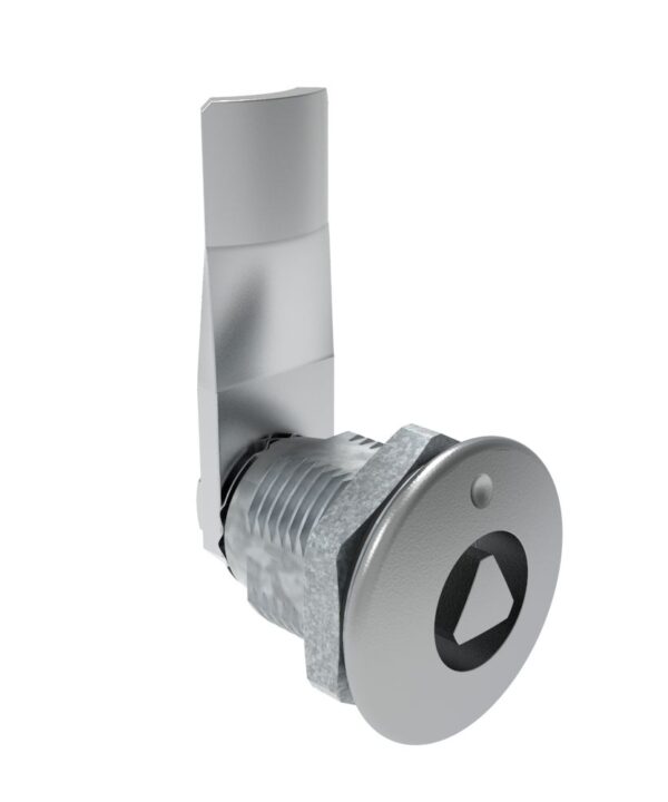 Southco Quarter-Turn Cam Latch, 8 mm Triangle Recess, 22mm (.87 in) Grip, Sealed, Zinc Alloy, Chrome Plated, Bright
