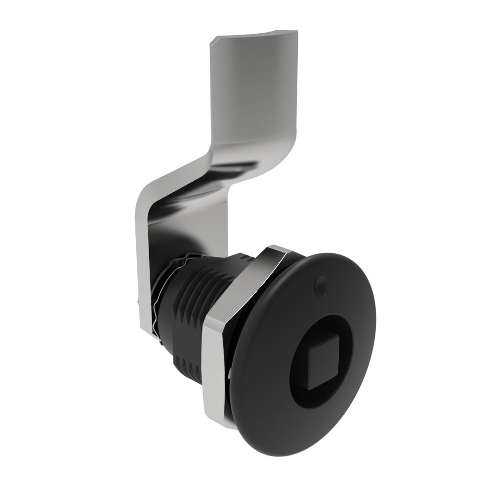 Southco Quarter-Turn Cam Latch, 7 mm Square Recess, 6mm (.24 in) Grip, Sealed, Zinc Alloy, Powder Coat, Black