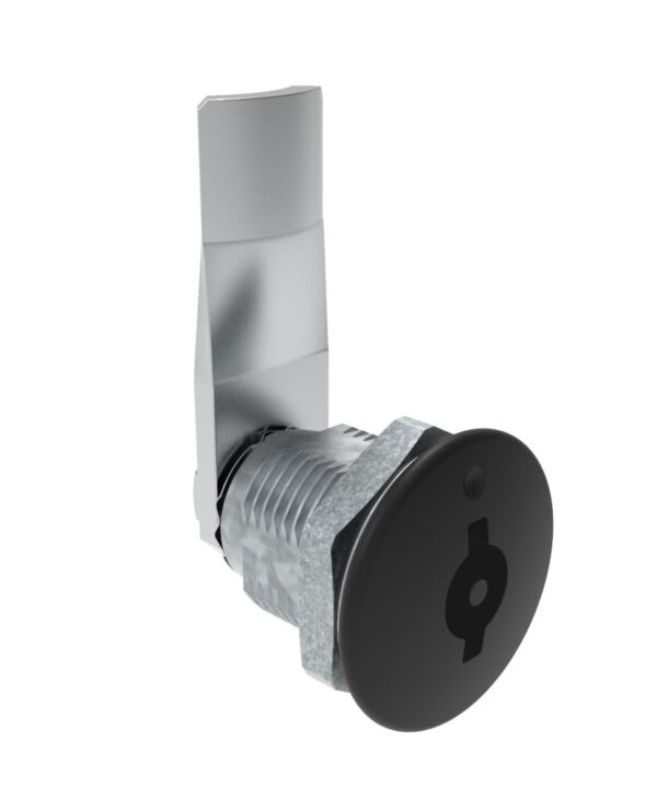 Southco Quarter-Turn Cam Latch, 3 mm Double Bitted Recess, 22mm (.87 in) Grip, Sealed, Zinc Alloy, Powder Coat, Black