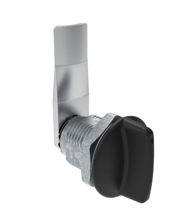Southco Quarter-Turn Cam Latch, Short wing, 22mm (.87 in) Grip, Sealed, Zinc Alloy, Powder Coat, Black