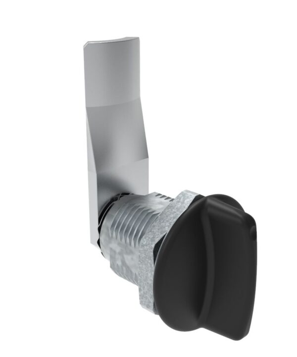 Southco Quarter-Turn Cam Latch, Short wing, 24mm (.94 in) Grip, Not Sealed, Zinc Alloy, Powder Coat, Black