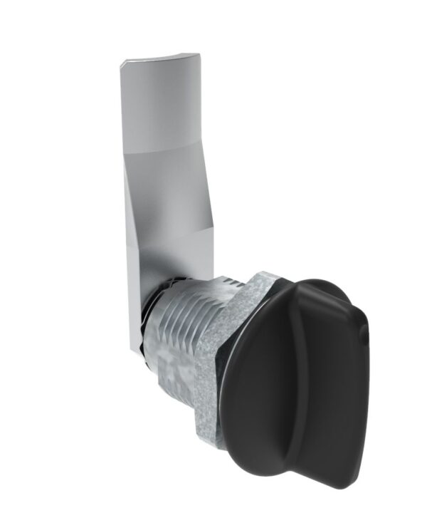 Southco Quarter-Turn Cam Latch, Short wing, 24mm (.94 in) Grip, Sealed, Zinc Alloy, Powder Coat, Black