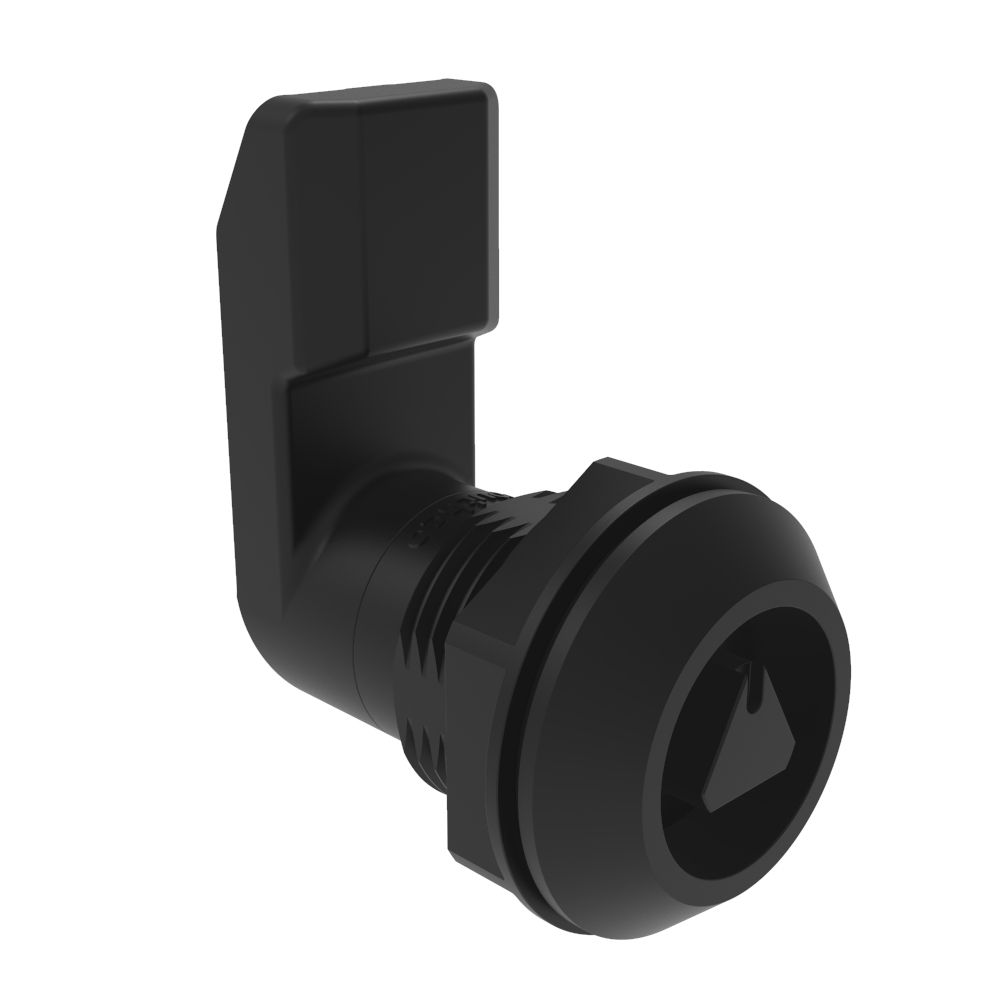 Southco Quarter-Turn Cam Latch, 8 mm Triangle, 22mm (.87 in) Grip, Sealed, Nylon, Black
