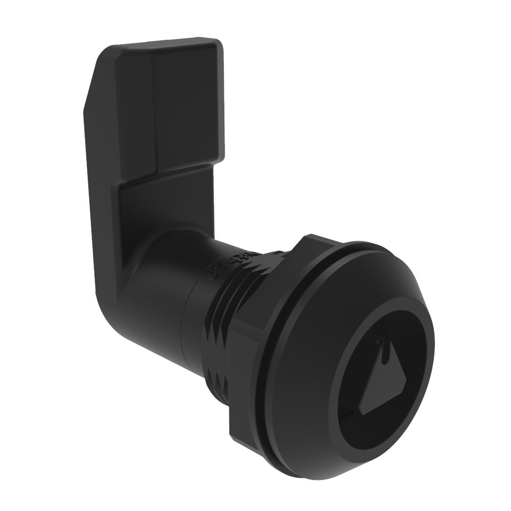 Southco Quarter-Turn Cam Latch, 8 mm Triangle, 28mm (1.10 in) Grip, Sealed, Nylon, Black