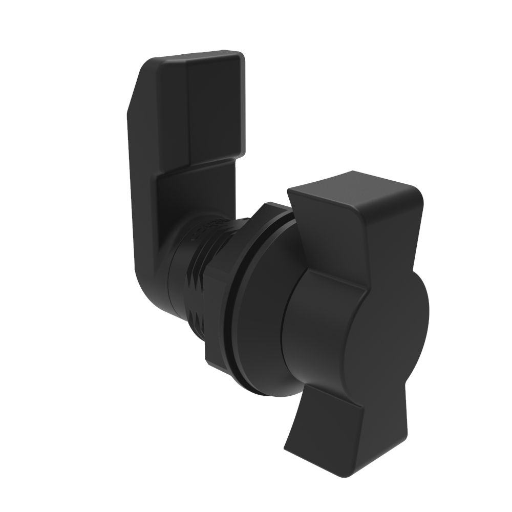 Southco Quarter-Turn Cam Latch, Wing, 18mm (.71 in) Grip, Sealed, Nylon, Black