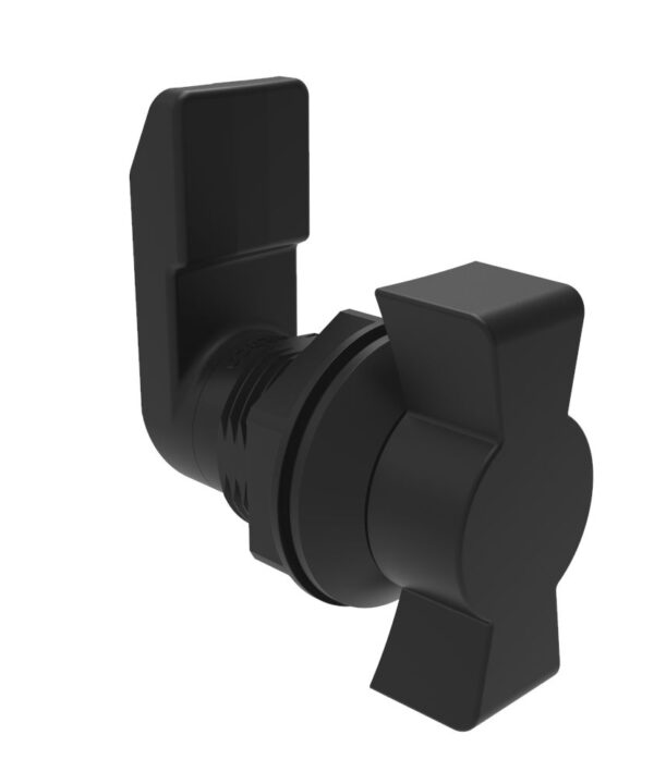 Southco Quarter-Turn Cam Latch, Wing, 20mm (.79 in) Grip, Sealed, Nylon, Black
