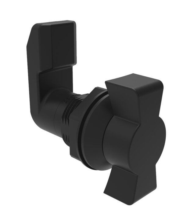 Southco Quarter-Turn Cam Latch, Wing, 24mm (.94 in) Grip, Sealed, Nylon, Black