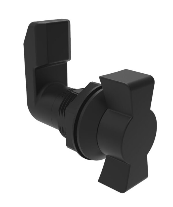 Southco Quarter-Turn Cam Latch, Wing, 25mm (.98 in) Grip, Sealed, Nylon, Black