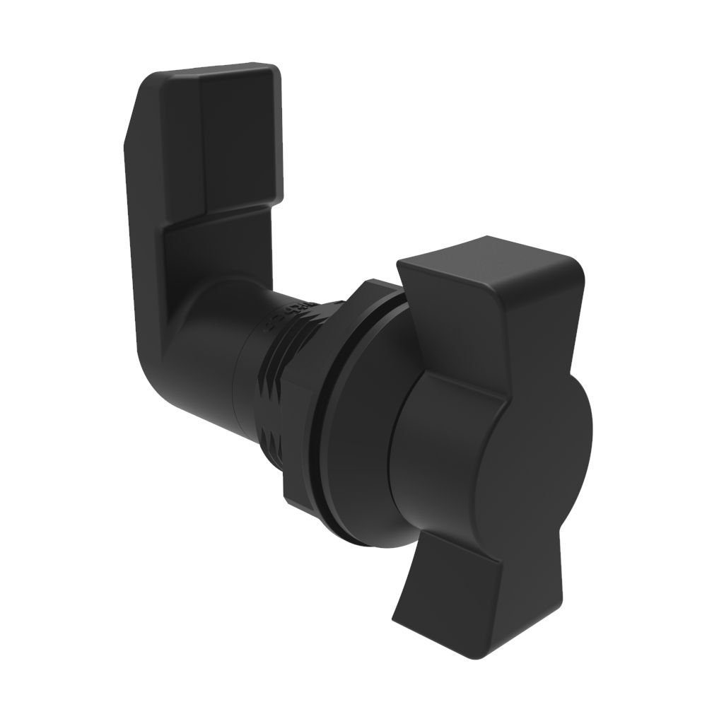 Southco Quarter-Turn Cam Latch, Wing, 28mm (1.10 in) Grip, Sealed, Nylon, Black