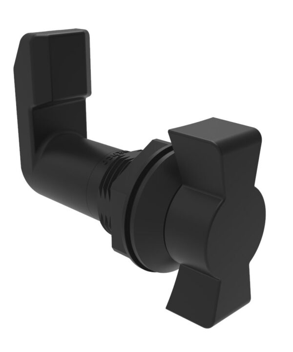 Southco Quarter-Turn Cam Latch, Wing, 36mm (1.42 in) Grip, Sealed, Nylon, Black