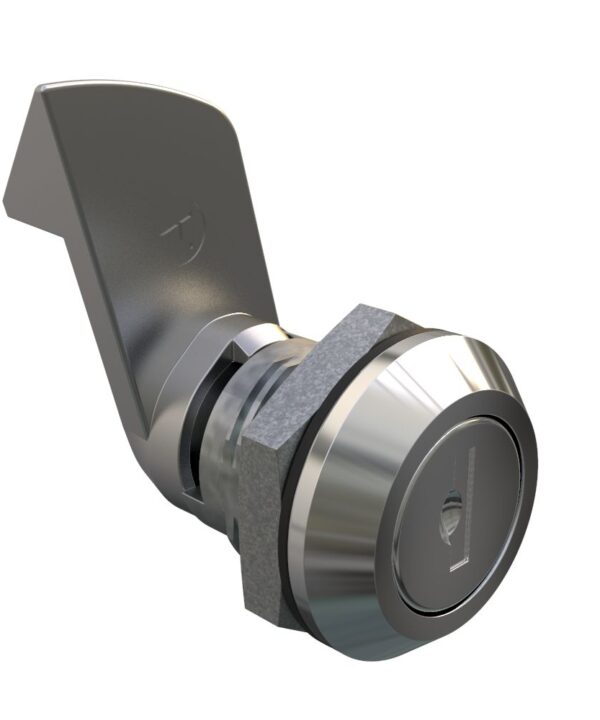Southco Quarter-Turn Cam Latch, Key Locking, 23mm (.91 in) Grip, Not Sealed, Zinc Alloy, Chrome Plated, Bright