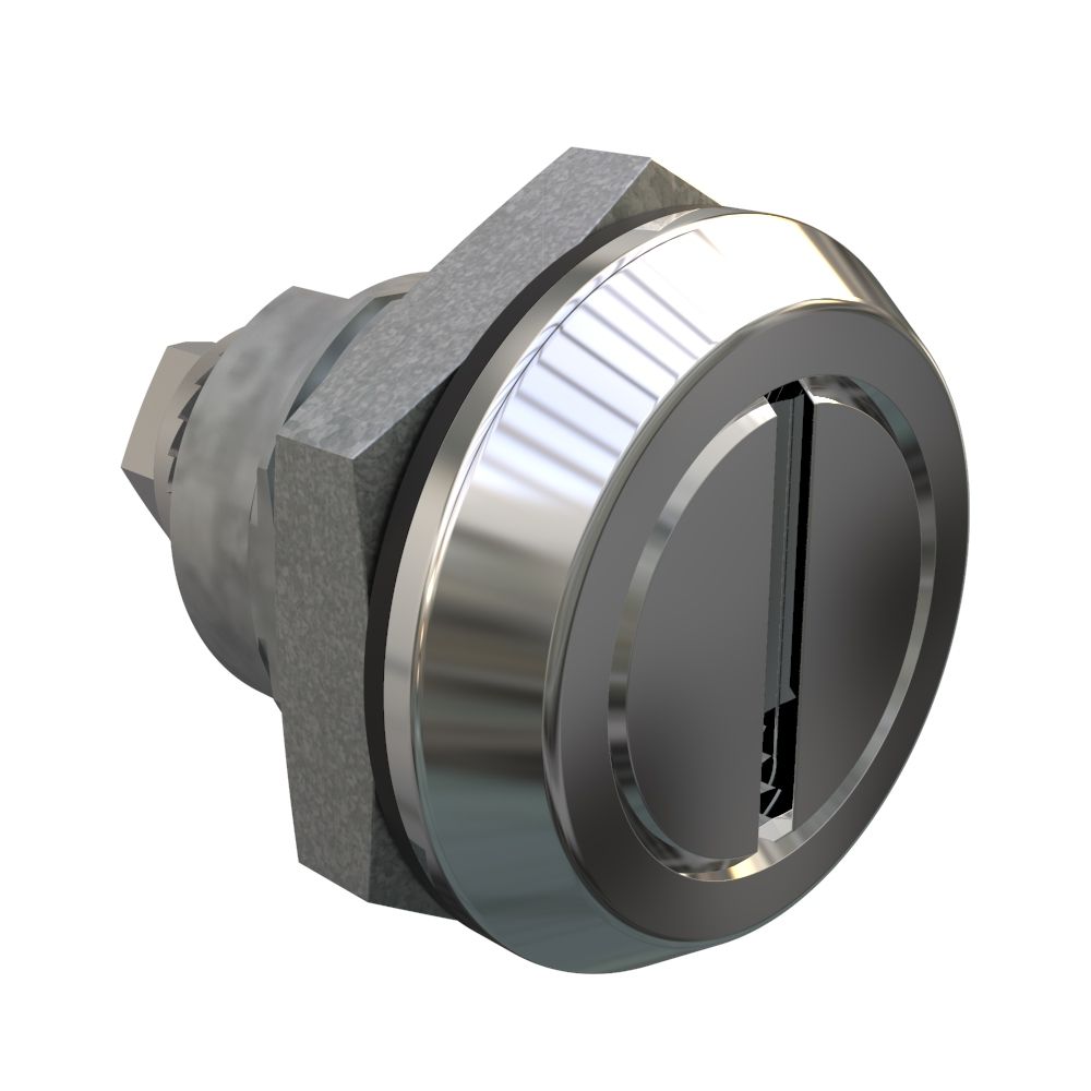 Southco Quarter-Turn Cam Latch, Slotted Recess, Without Cam, Sealed, Zinc Alloy, Chrome Plated, Bright