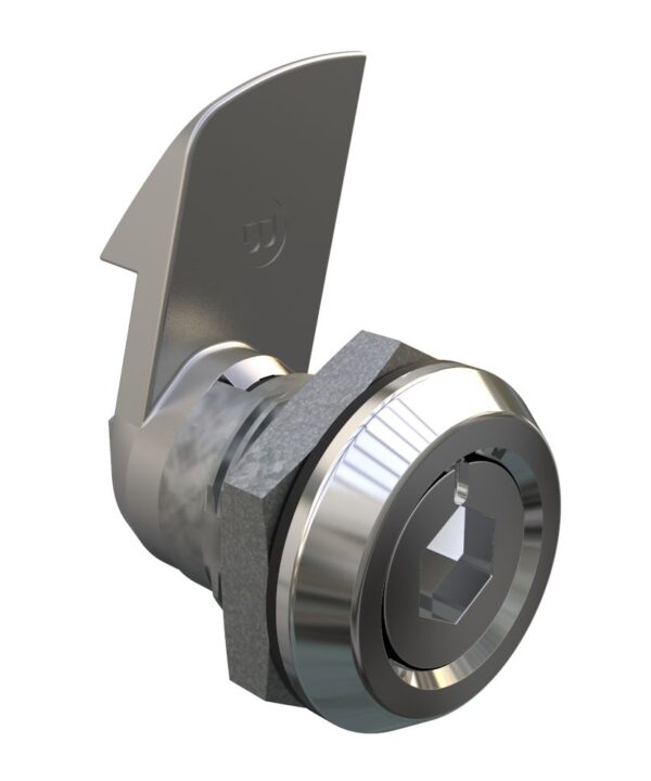 Southco Quarter-Turn Cam Latch, 8 mm Hex Recess, 23mm (.91 in) Grip, Sealed, Zinc Alloy, Chrome Plated, Bright