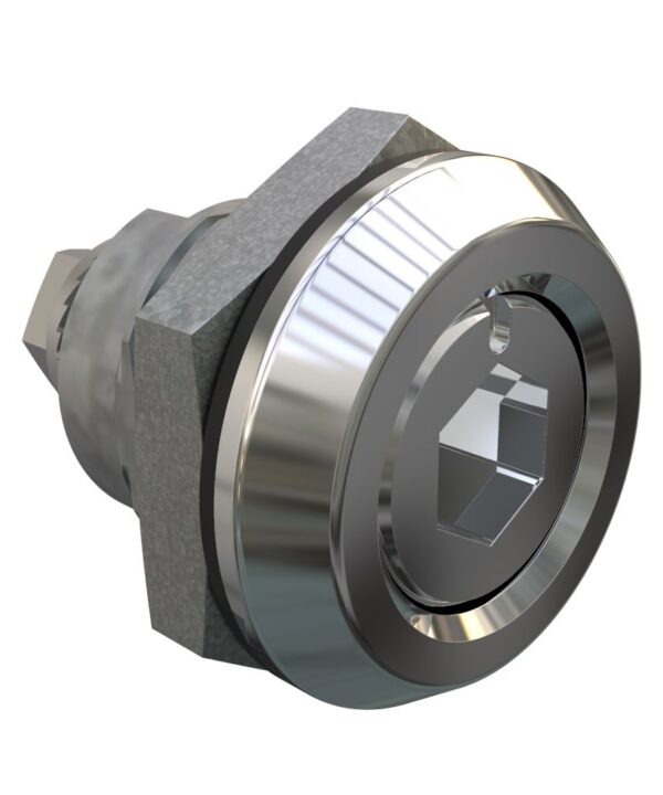 Southco Quarter-Turn Cam Latch, 8 mm Hex Recess, Without Cam, Sealed, Zinc Alloy, Chrome Plated, Bright