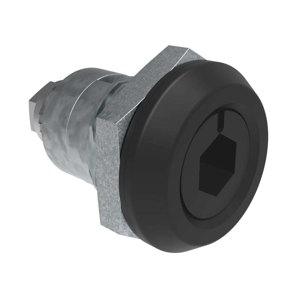 Southco Quarter-Turn Cam Latch, 8 mm Hex Recess, Spring-return Actuator, Sealed, Zinc Alloy, Powder Coat, Black