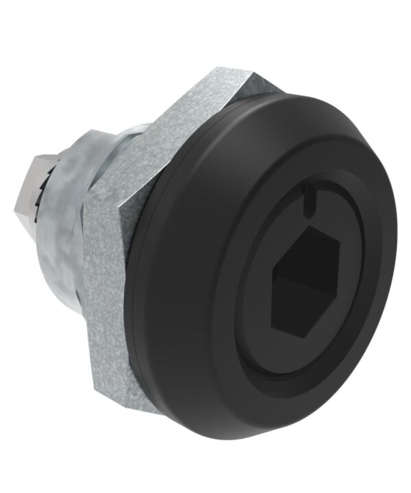 Southco Quarter-Turn Cam Latch, 8 mm Hex Recess, Without Cam, Sealed, Zinc Alloy, Powder Coat, Black