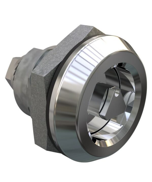 Southco Quarter-Turn Cam Latch, 7 mm Triangle Recess, Without Cam, Sealed, Zinc Alloy, Chrome Plated, Bright