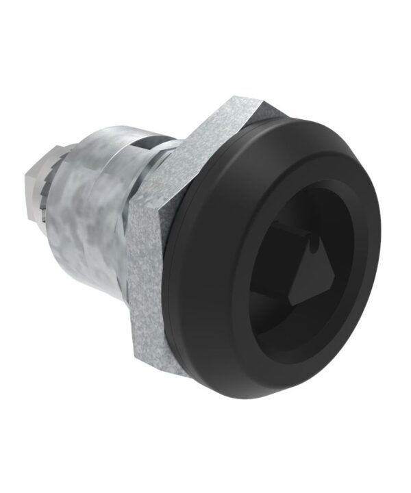 Southco Quarter-Turn Cam Latch, 7 mm Triangle Recess, Spring-return Actuator, Sealed, Zinc Alloy, Powder Coat, Black