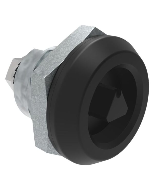 Southco Quarter-Turn Cam Latch, 7 mm Triangle Recess, Without Cam, Sealed, Zinc Alloy, Powder Coat, Black