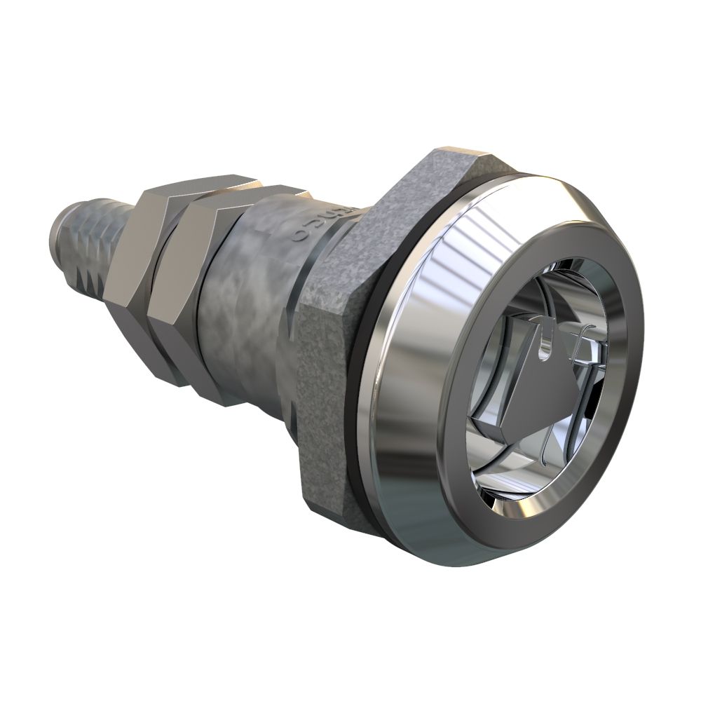 Southco Quarter-Turn Cam Latch, 8 mm Triangle Recess, Sealed, Zinc Alloy, Chrome Plated, Bright