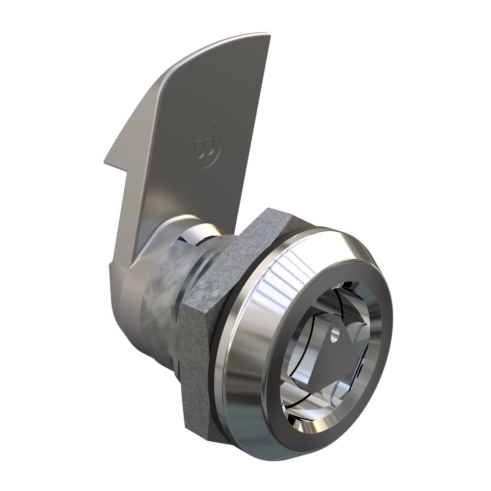 Southco Quarter-Turn Cam Latch, 8 mm Triangle Recess, 23mm (.91 in) Grip, Sealed, Zinc Alloy, Chrome Plated, Bright