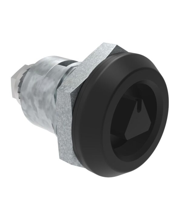 Southco Quarter-Turn Cam Latch, 8 mm Triangle Recess, Spring-return Actuator Grip, Sealed, Zinc Alloy, Powder Coat, Black