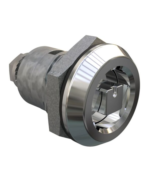 Southco Quarter-Turn Cam Latch, 7 mm Square Recess, Spring-return Actuator, Sealed, Zinc Alloy, Chrome Plated, Bright