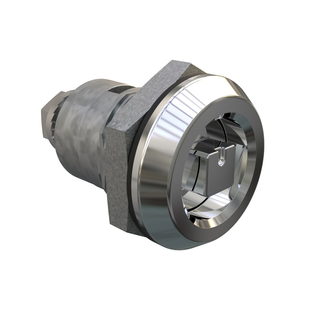 Southco Quarter-Turn Cam Latch, 7 mm Square Recess, Spring-return Actuator, Sealed, Zinc Alloy, Chrome Plated, Bright