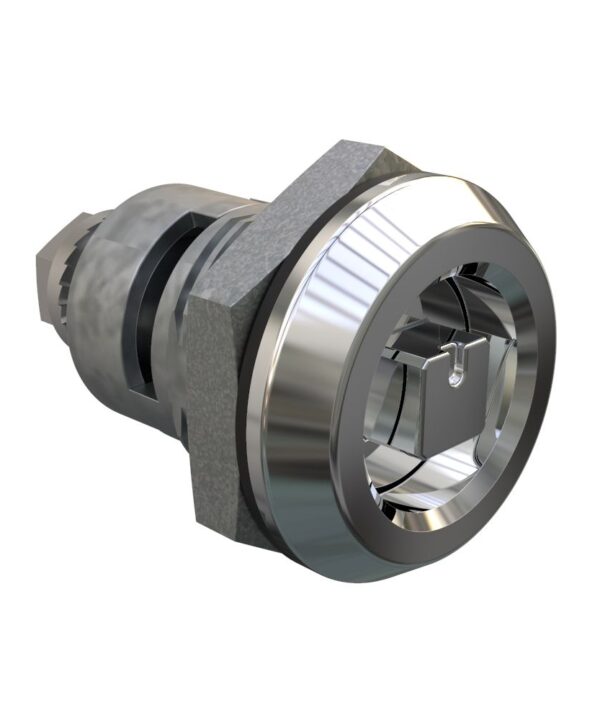Southco Quarter-Turn Cam Latch, 7 mm Square Recess, Spring-return Actuator, Sealed, Zinc Alloy, Chrome Plated, Bright