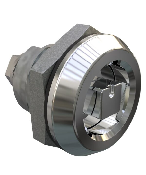 Southco Quarter-Turn Cam Latch, 7 mm Square Recess, Without Cam, Sealed, Zinc Alloy, Chrome Plated, Bright